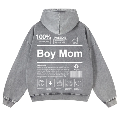 Boy Mom Washed Hoodie wearishow