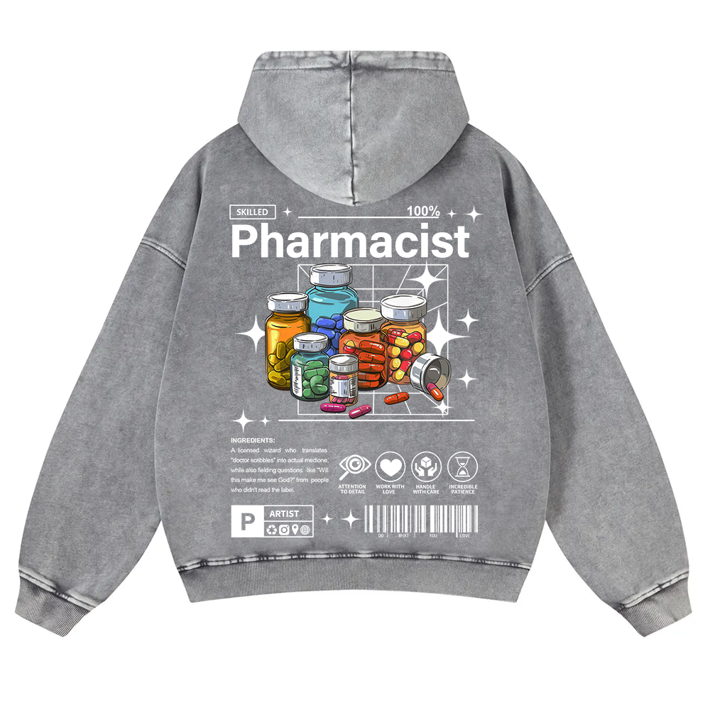 Pharmacist Washed Hoodie wearishow
