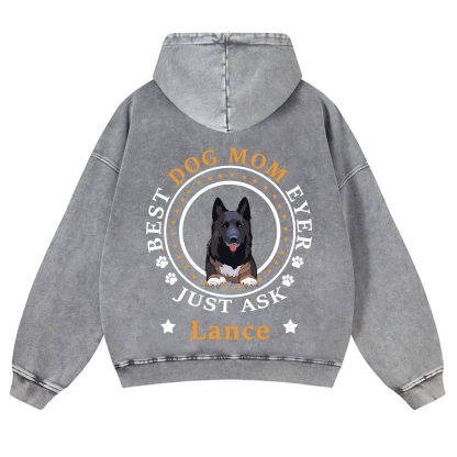 Best Dog Dad/Dog Mum Circle - Personalized Custom Unisex Washed Hoodie