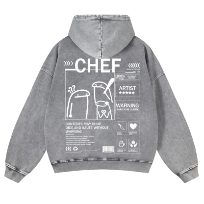 Chef Solid Color Unisex Washed Hoodie