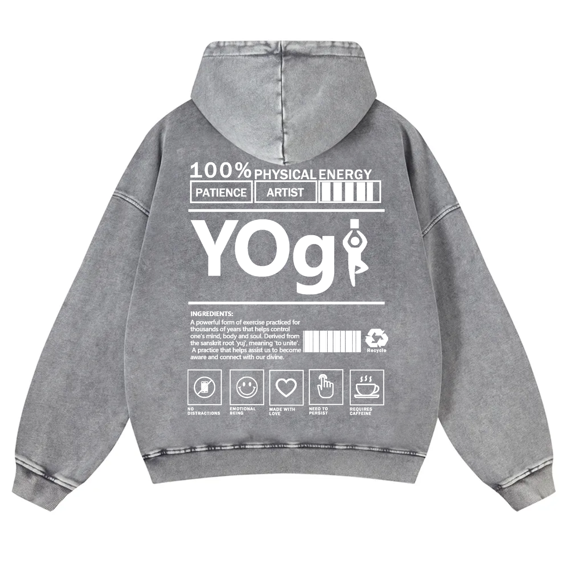 Yogi Solid Color Unisex Washed Hoodie