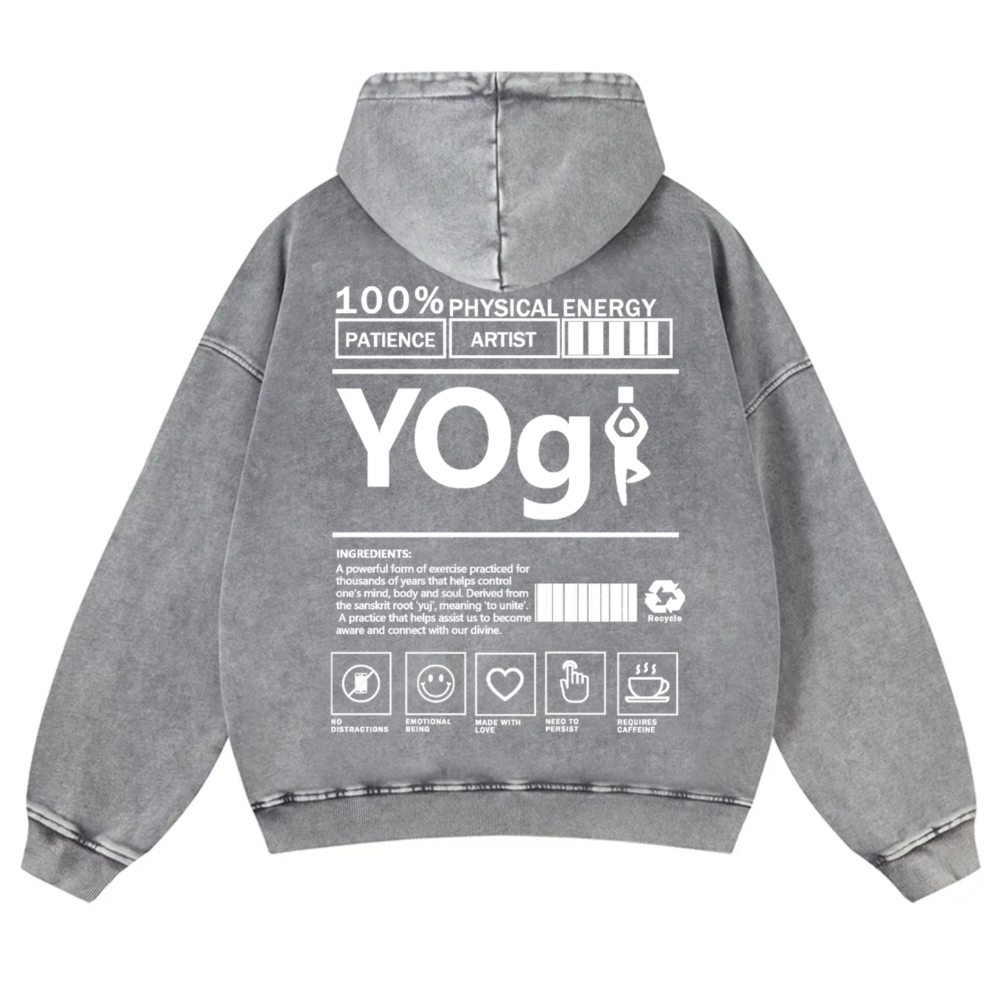 Yogi Solid Color Unisex Washed Hoodie