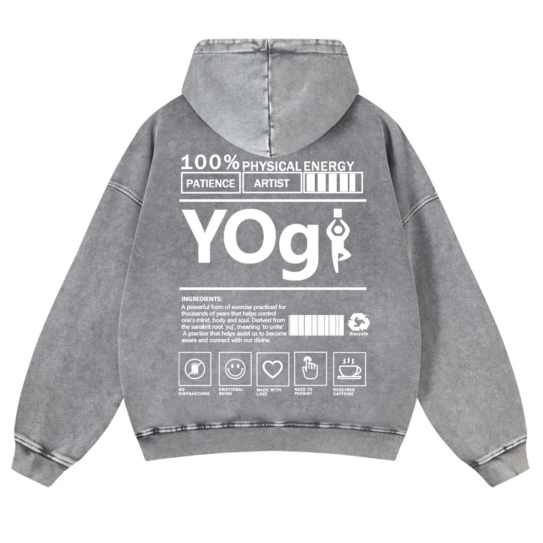 Yogi Solid Color Unisex Washed Hoodie