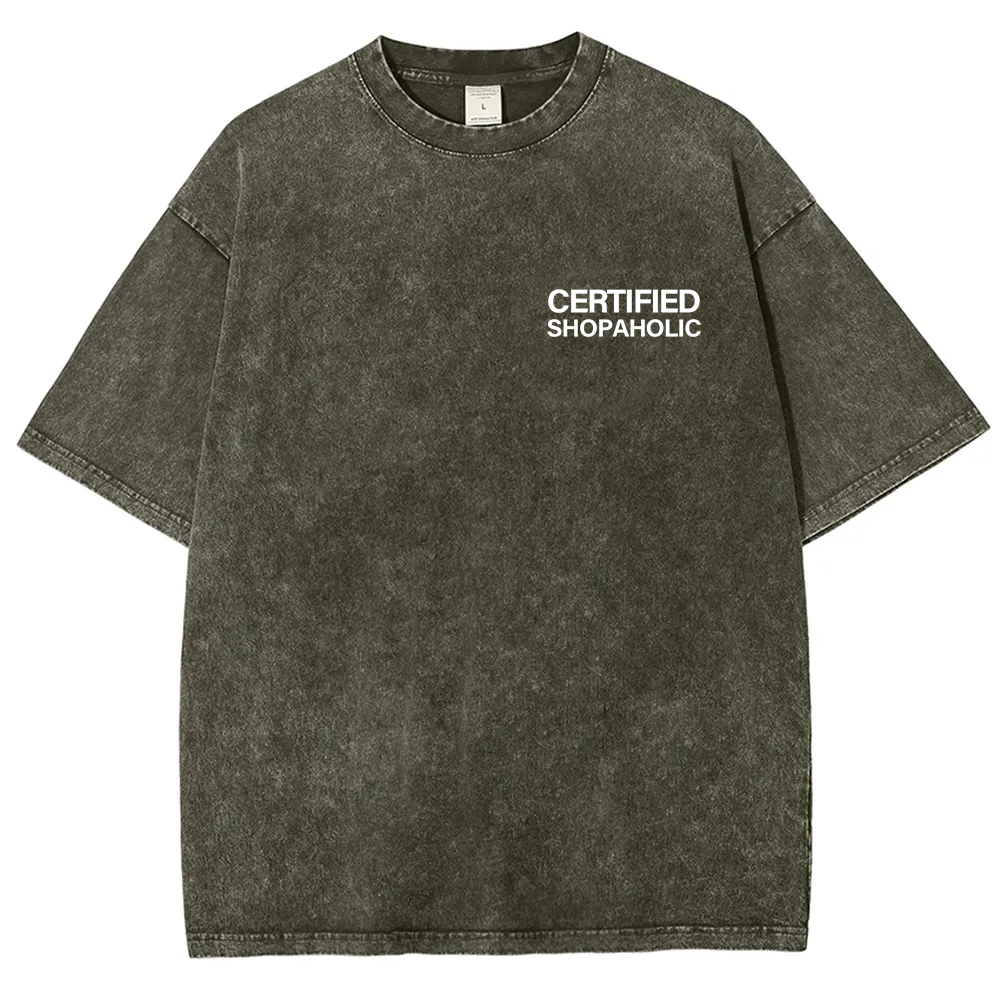 Certified Shopaholic Unisex Fit Washed T-Shirt