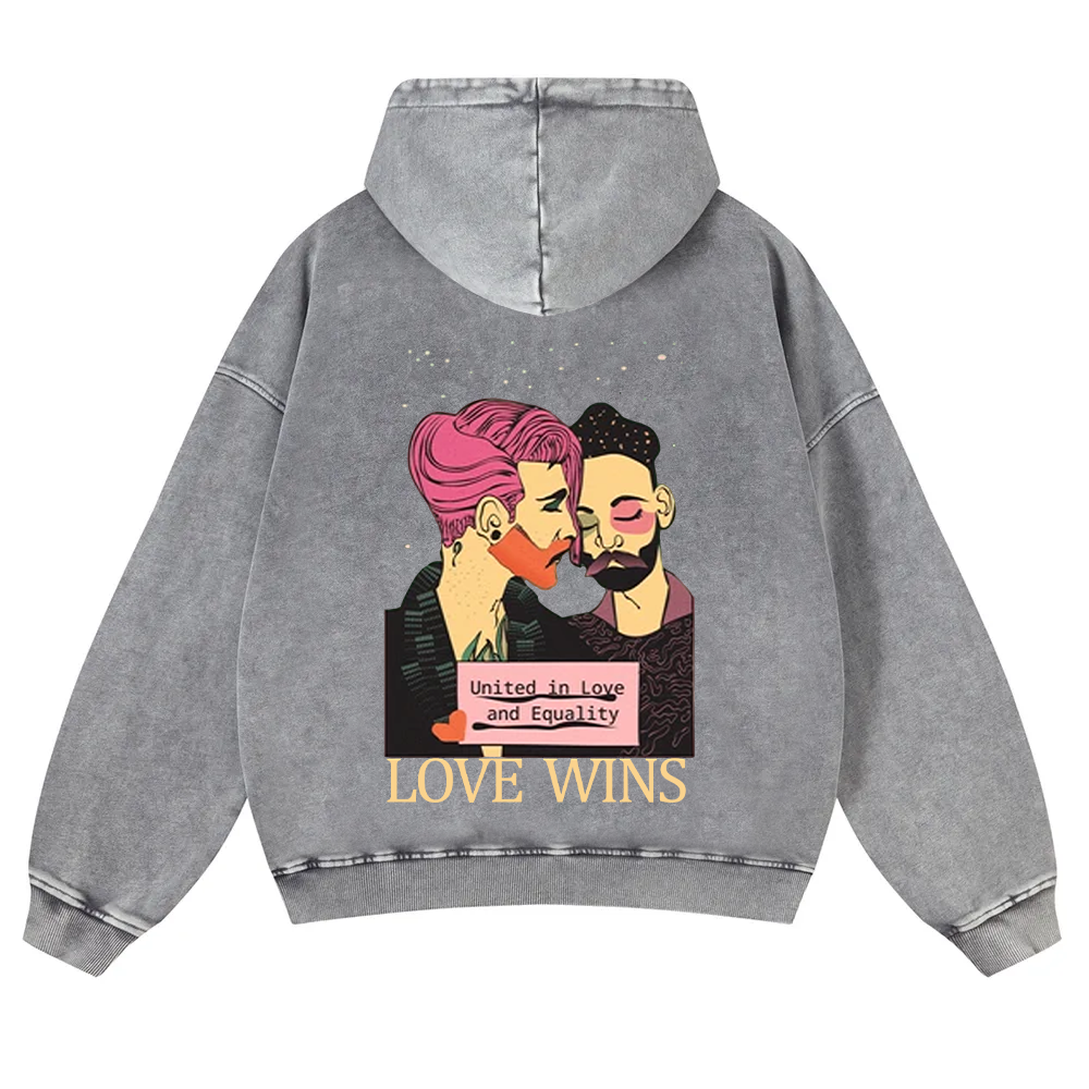 United in Love and Equality Love Wins Washed Hoodie wearishow