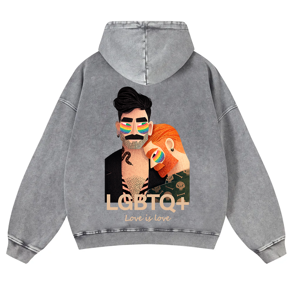 Lgbtq+ Love Is Love Washed Hoodie wearishow