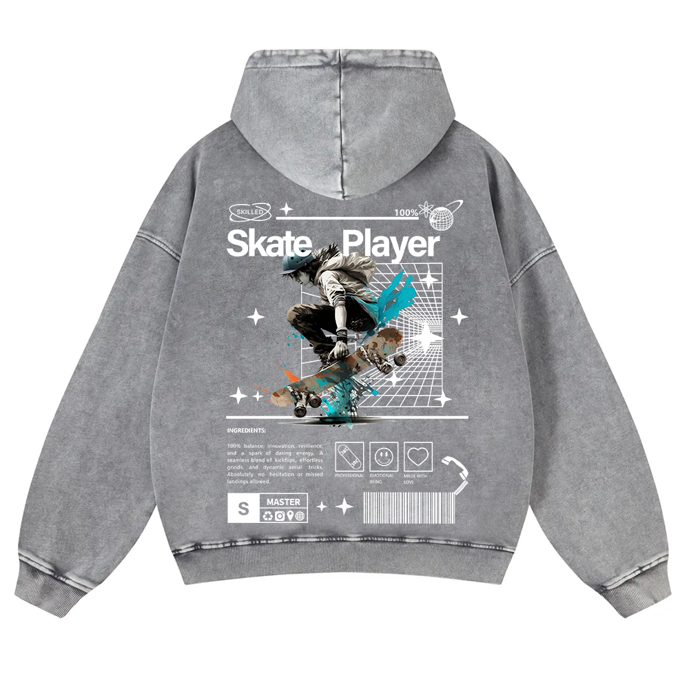 Skate Player  Washed Hoodie wearishow