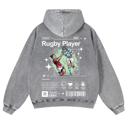 Rugby Player Washed Hoodie wearishow