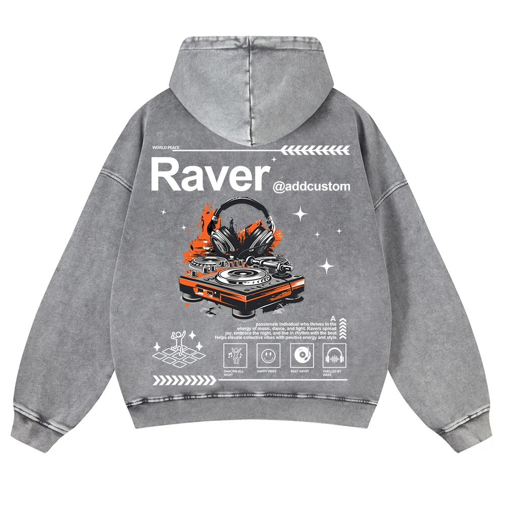 Addcustom Raver Washed Hoodie wearishow