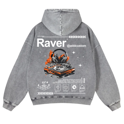 Addcustom Raver Washed Hoodie wearishow