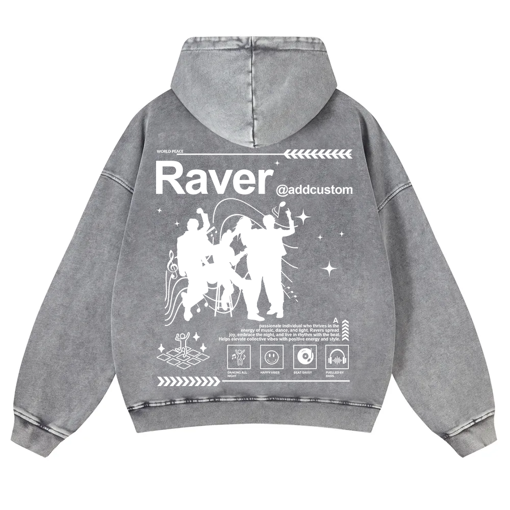 Addcustom Raver Washed Hoodie wearishow