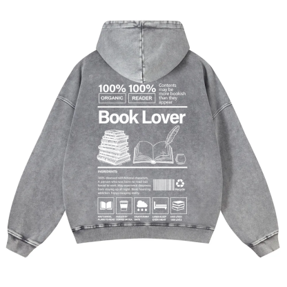 Book Lover Washed Hoodie wearishow