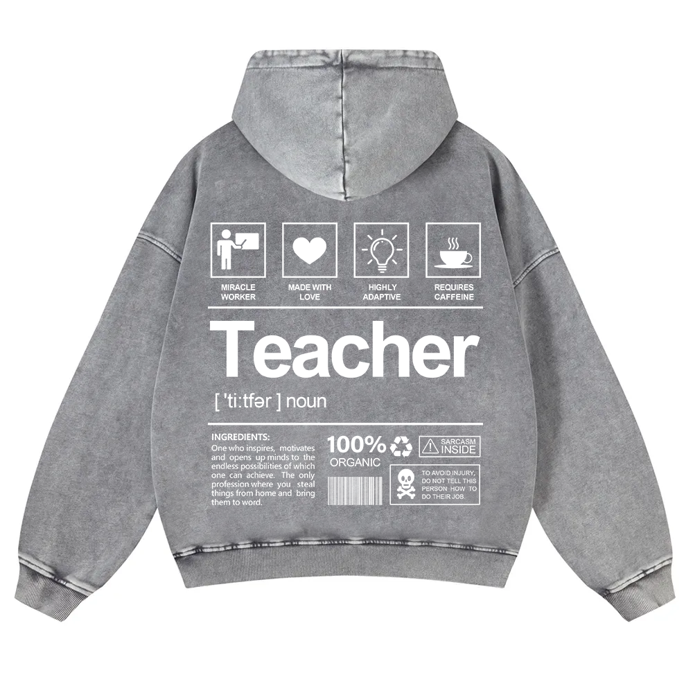 Teacher Washed Hoodie wearishow