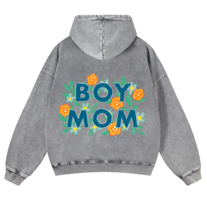 Boy Mom Washed Hoodie wearishow