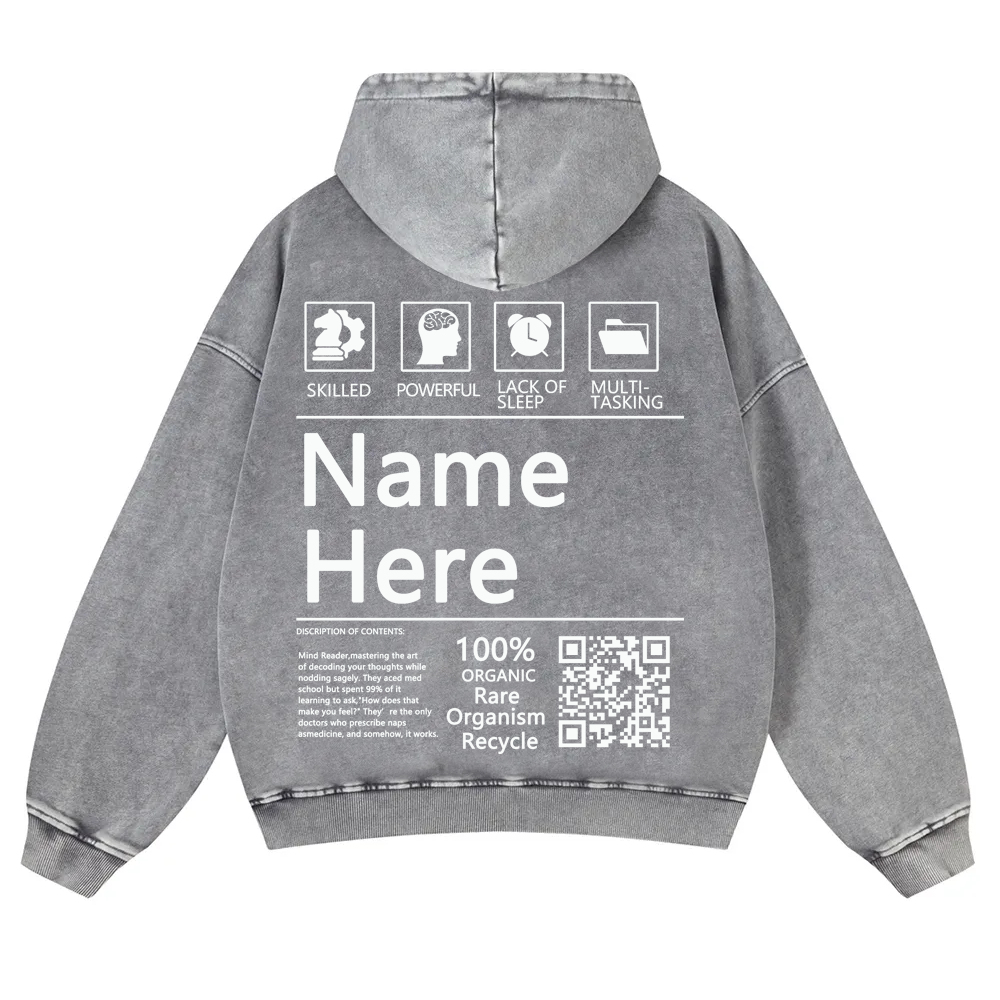 QR Code Customized Unisex Fit Washed Hoodie