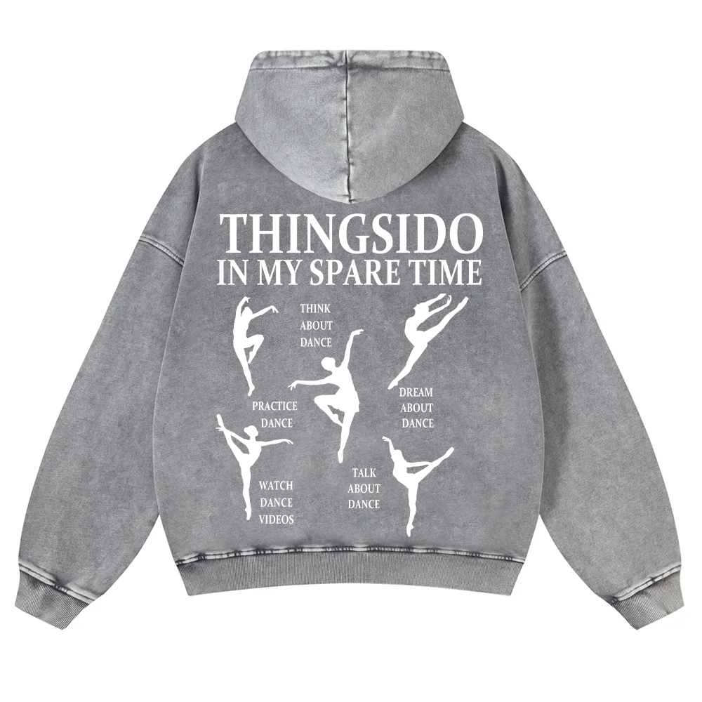 Thingsido In My Spare Time Washed Hoodie wearishow