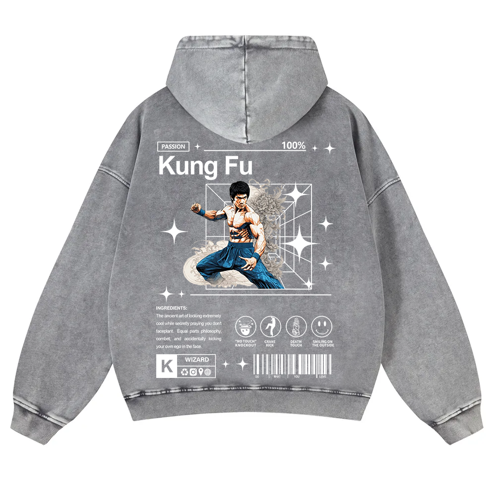 Kung Fu Washed Hoodie wearishow