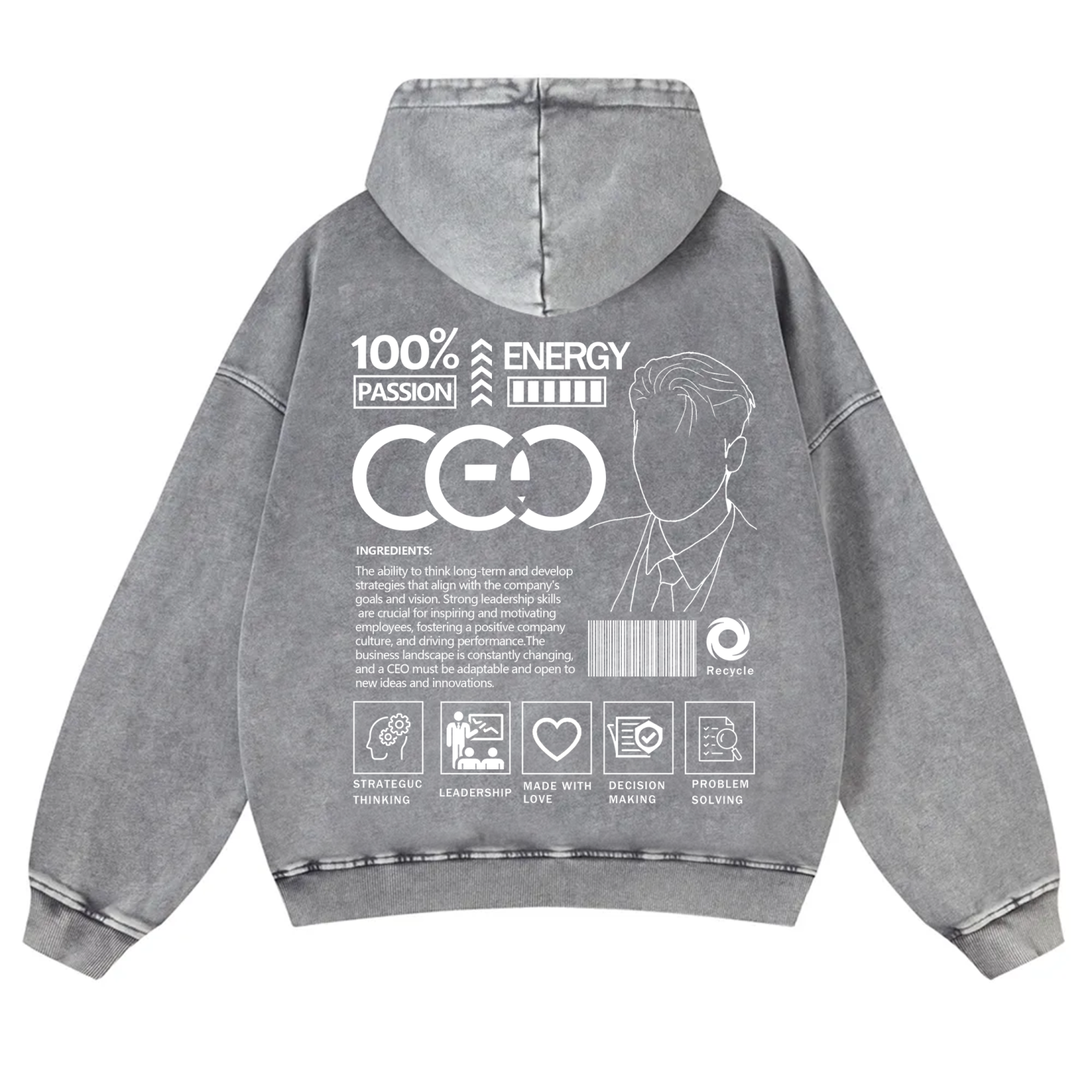 CEO  Unisex Fit Vintage Washed Hoodie