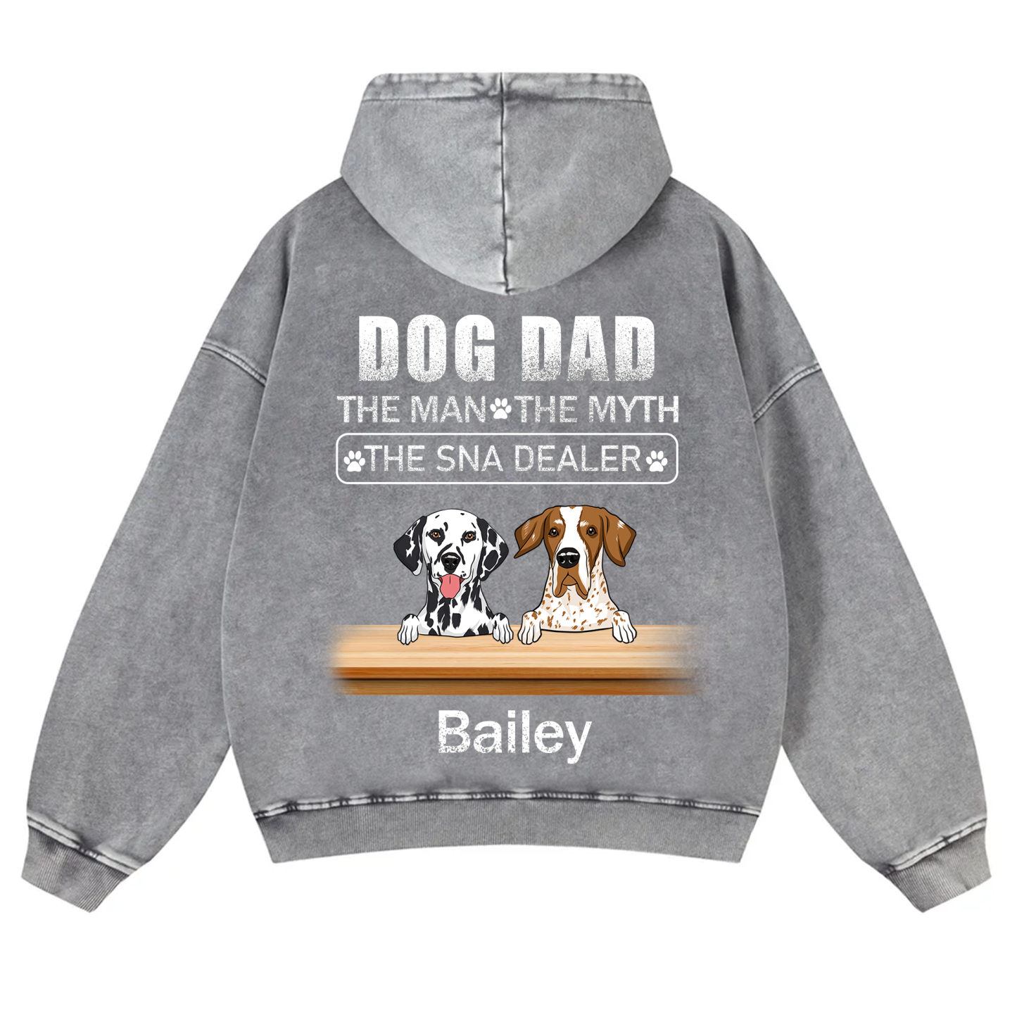 Dog Dad The Man The Myth The Snack Dealer - Personalized Custom Unisex Washed Hoodie