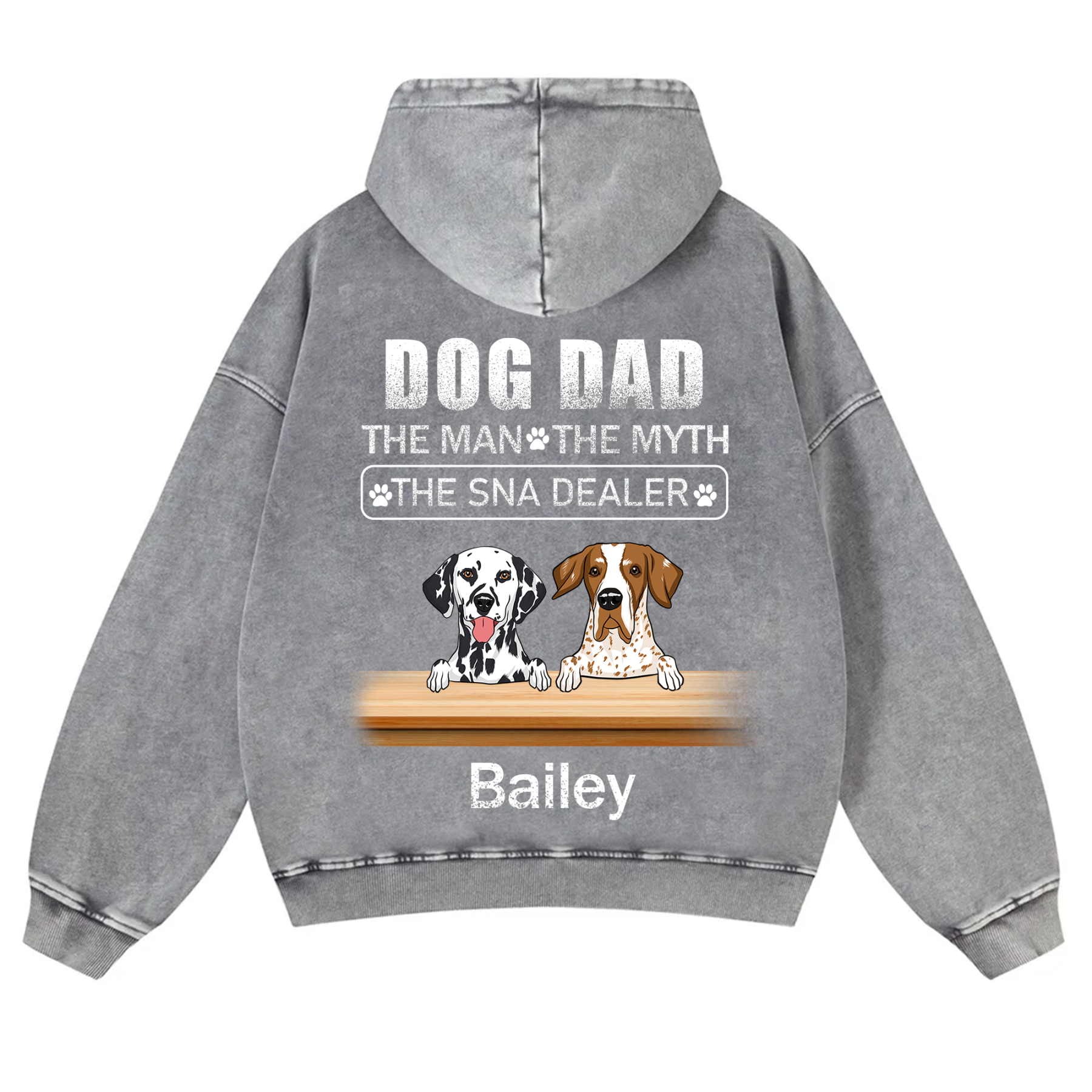 Dog Dad The Man The Myth The Snack Dealer - Personalized Custom Unisex Washed Hoodie