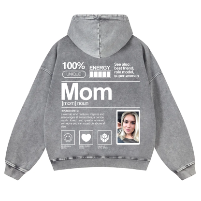 Addcustom Photo Mom Vintage Washed Hoodie