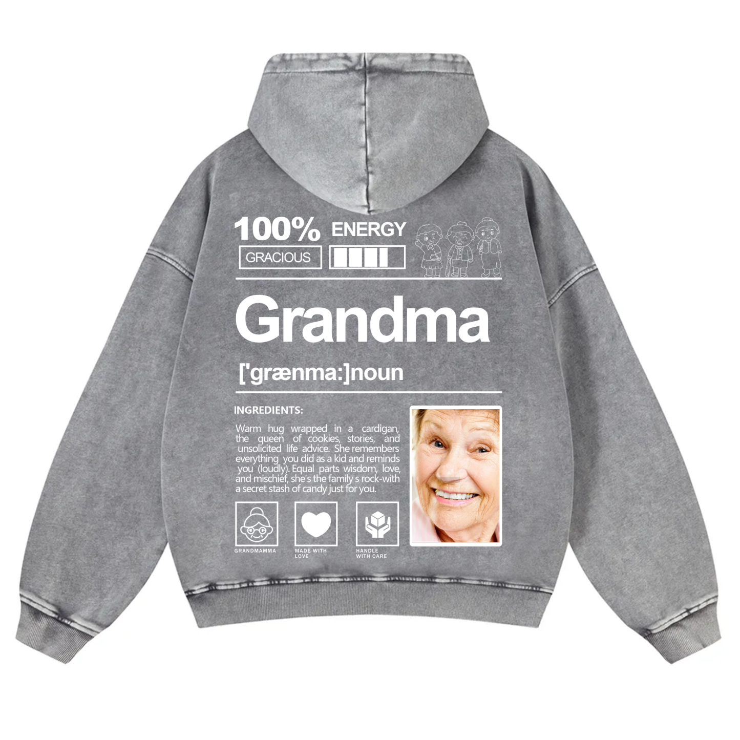Addcustom Photo family Vintage Washed Hoodie