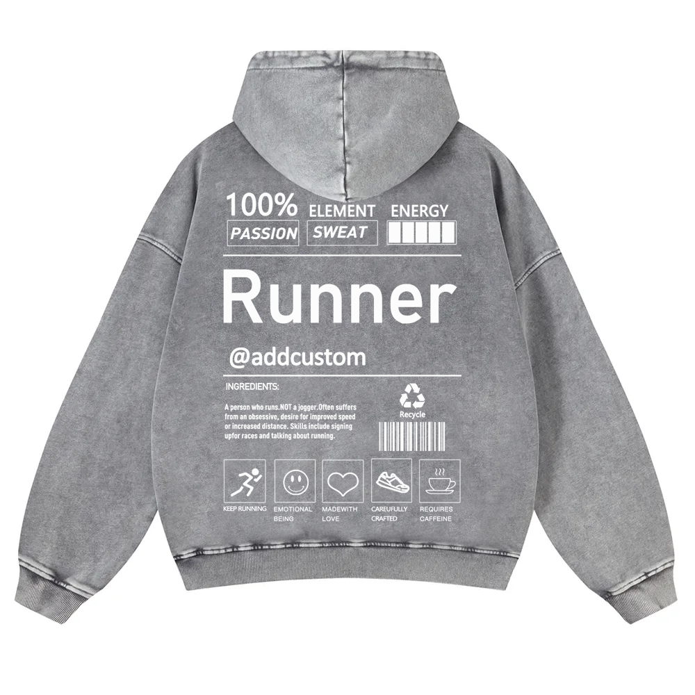 Addcustom Runner Casual Washed Hoodie