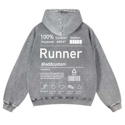 Addcustom Runner Casual Washed Hoodie