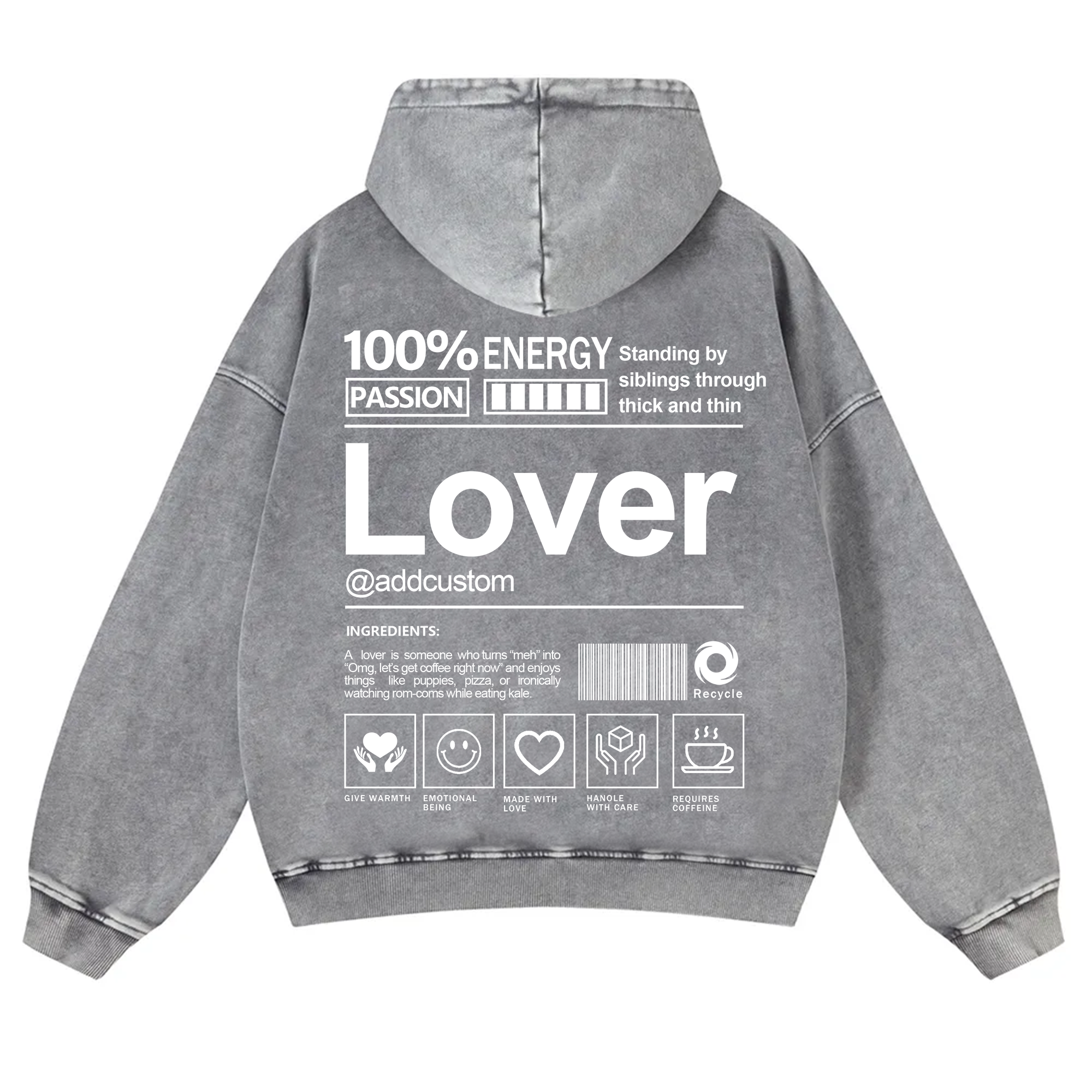 Lover Addcustom  Vintage Washed Hoodie