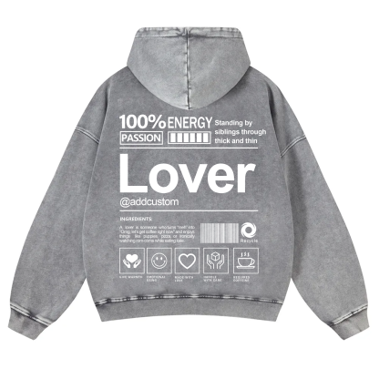 Lover Addcustom  Vintage Washed Hoodie