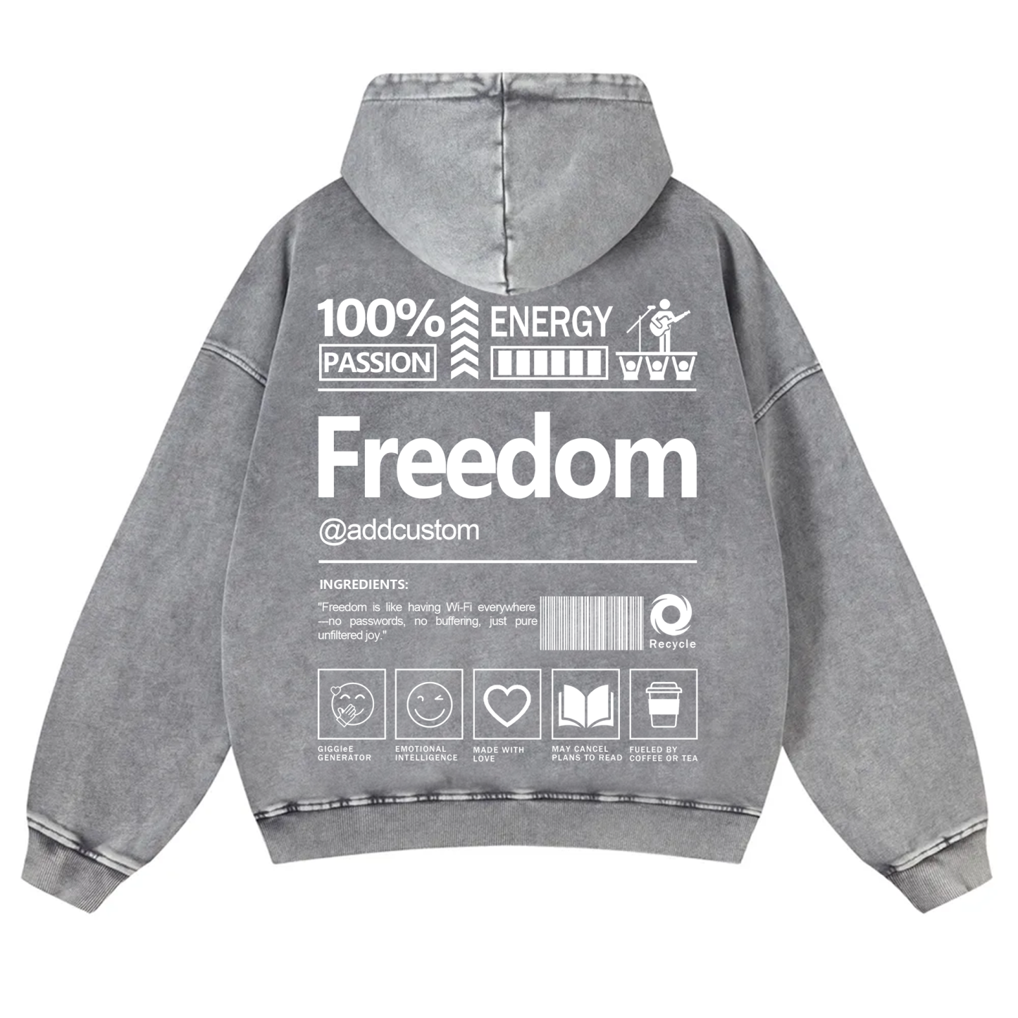 Freedom Addcustom  Vintage Washed Hoodie