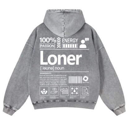 Loner Unisex Fit Vintage Washed Hoodie