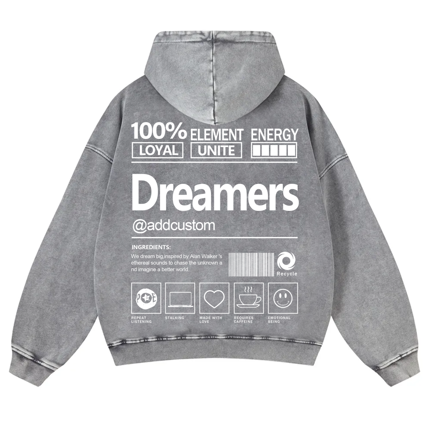 Dreamers Addcustom Unisex Fit Vintage Washed Hoodie
