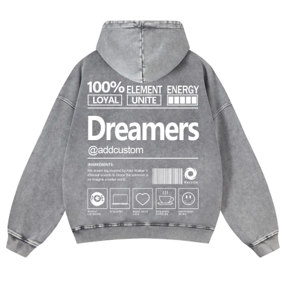 Dreamers Addcustom Unisex Fit Vintage Washed Hoodie
