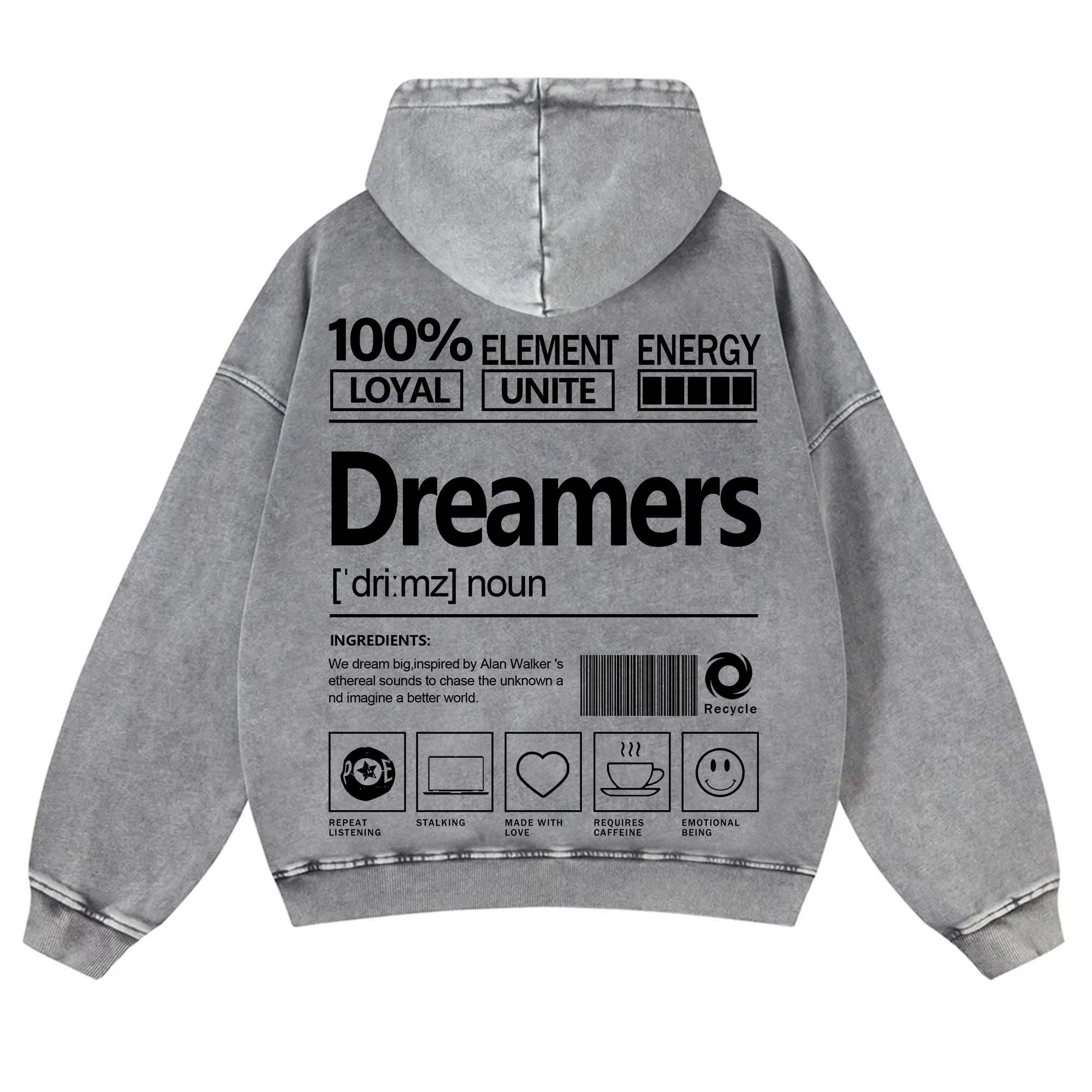 Dreamers Unisex Fit Vintage Washed Hoodie