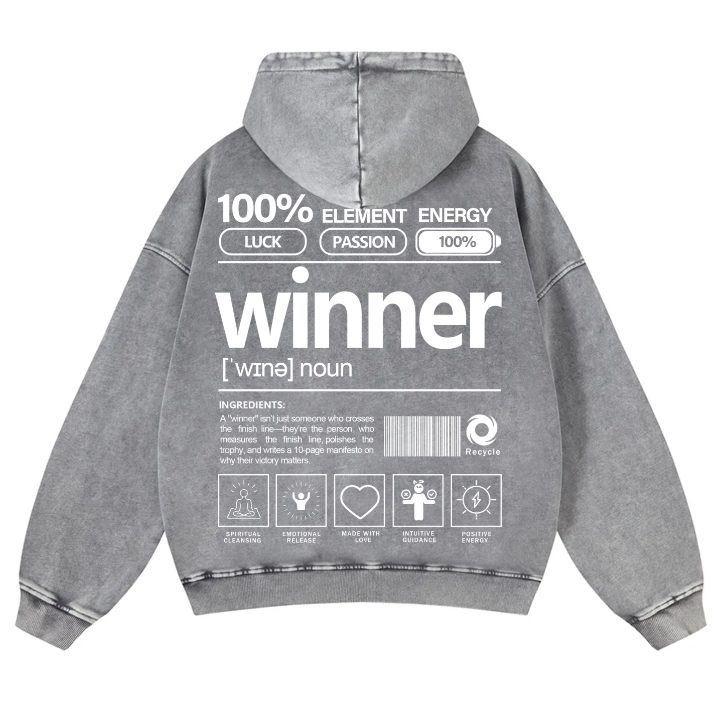 Winner Unisex Fit Vintage Washed Hoodie