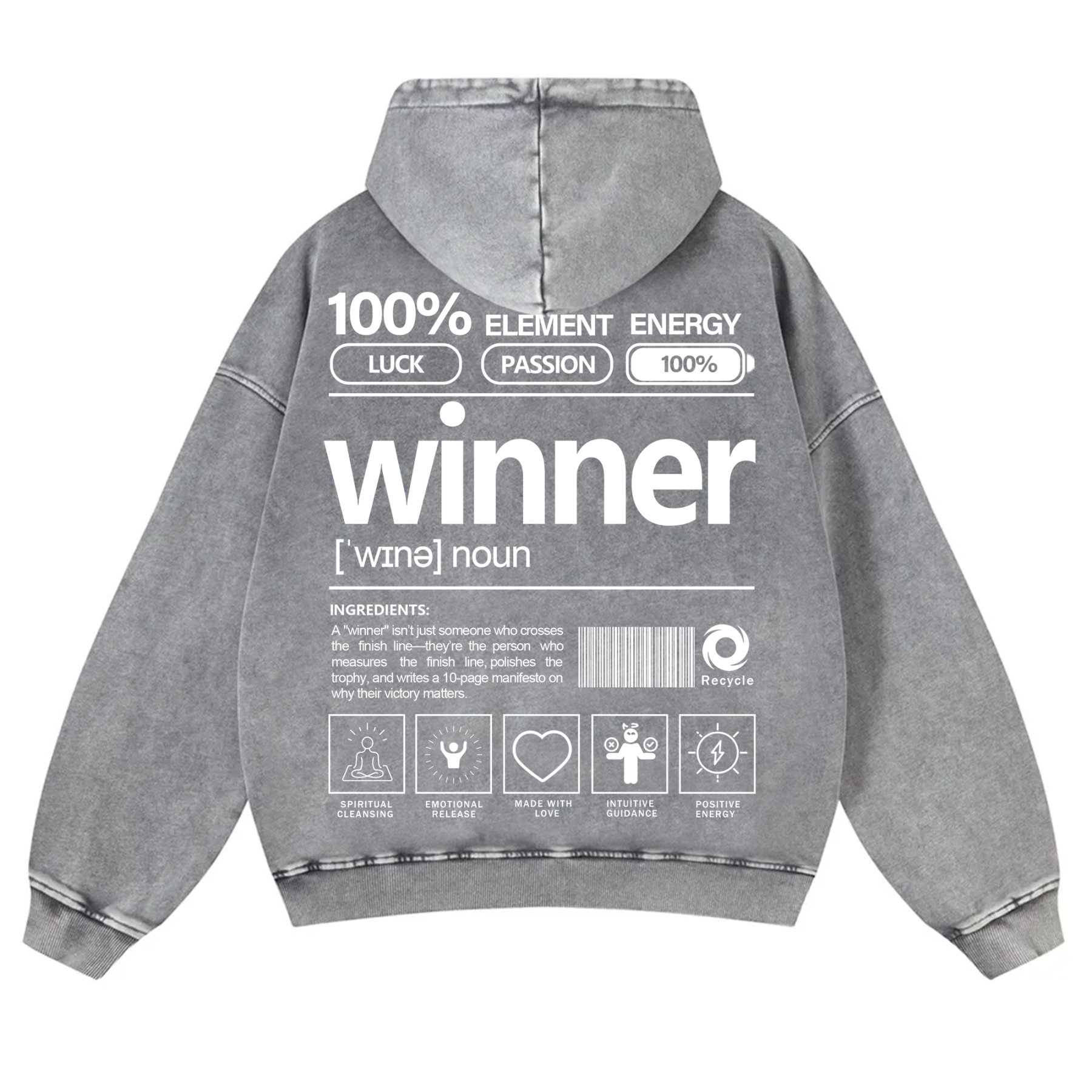 Winner Unisex Fit Vintage Washed Hoodie