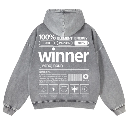 Winner Unisex Fit Vintage Washed Hoodie