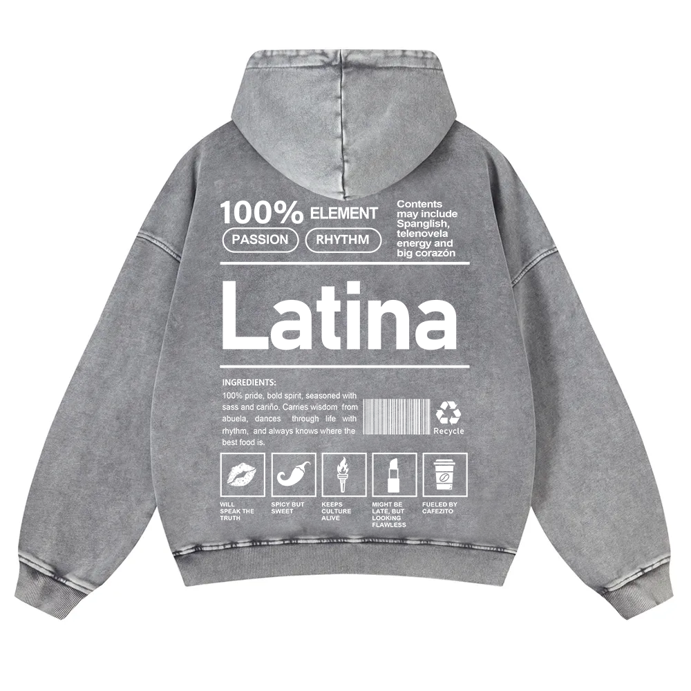 Latina Unisex Fit  Washed Hoodie wearishow