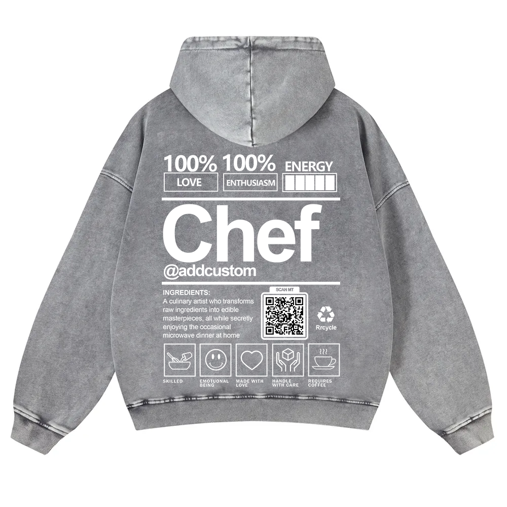 Chef Addcustom QR Code Unisex Fit Vintage Washed Hoodie