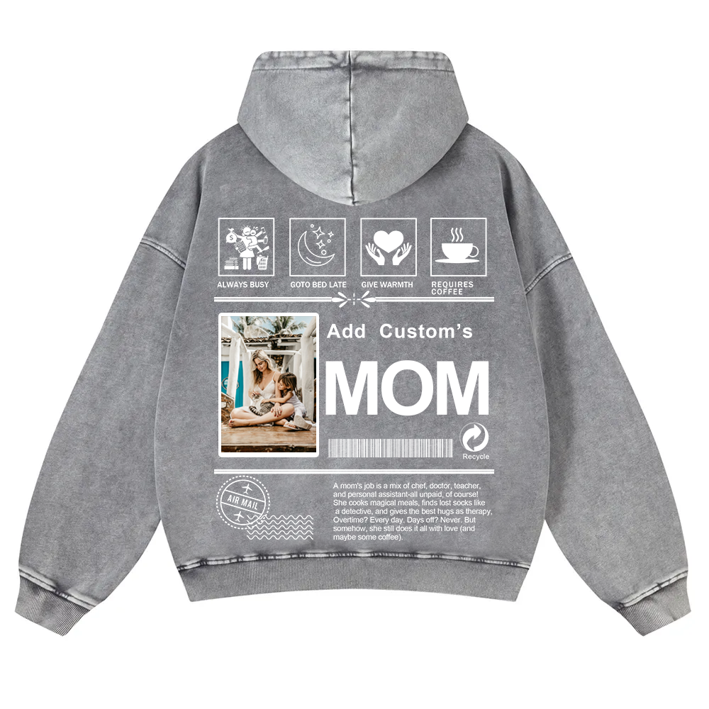 MOM Custom Casual Washed Hoodie wearishow