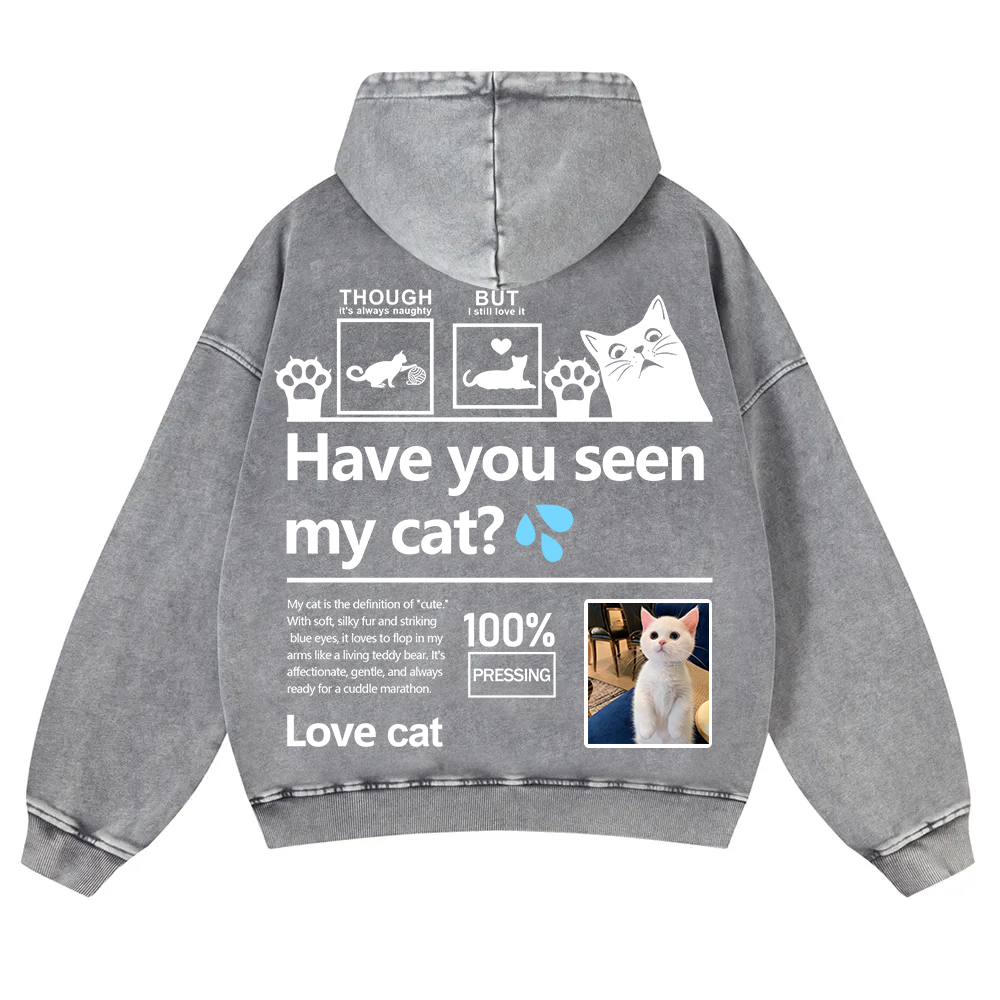 Cat Trick Customized Unisex Casual Washed Hoodie wearishow