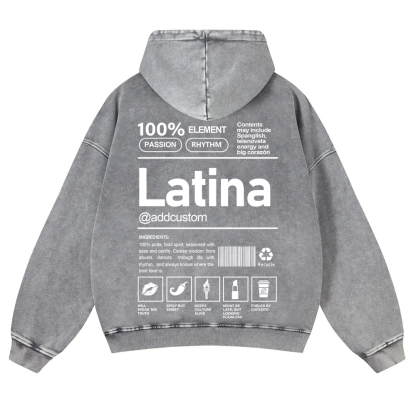 Latina Addcustom Unisex Fit  Washed Hoodie wearishow