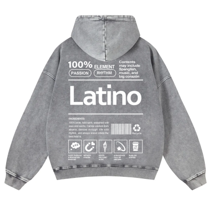 Latino Unisex Fit  Washed Hoodie wearishow