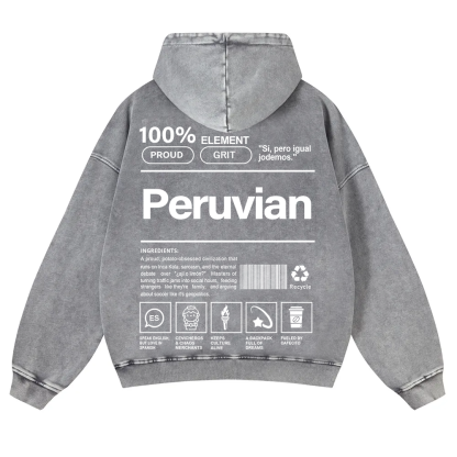 Peruvian Unisex Fit  Washed Hoodie wearishow