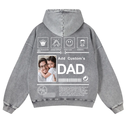 DAD Custom Casual Washed Hoodie wearishow