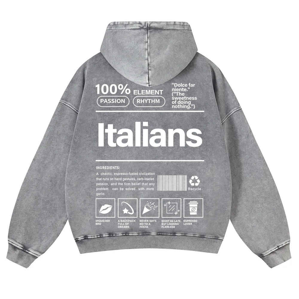Italians Unisex Fit  Washed Hoodie wearishow