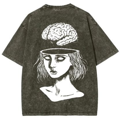 Unisex Vintage  Brain Escape Horror Art  t-Shirt