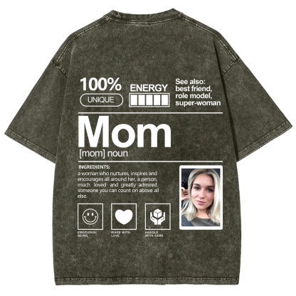 Addcustom Photo Mom Washed T-Shirt