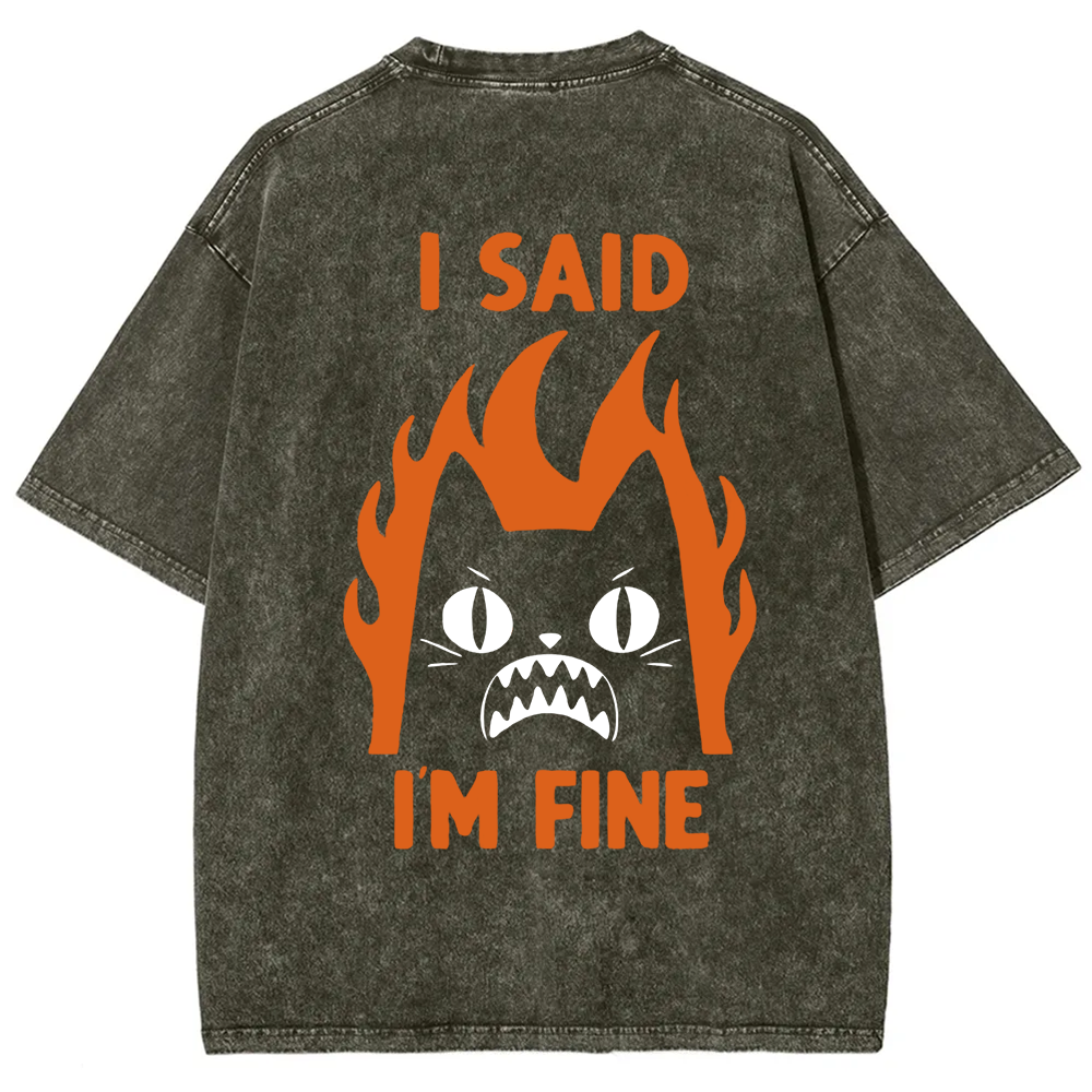 Unisex Vintage I am Fine Cat t-Shirt